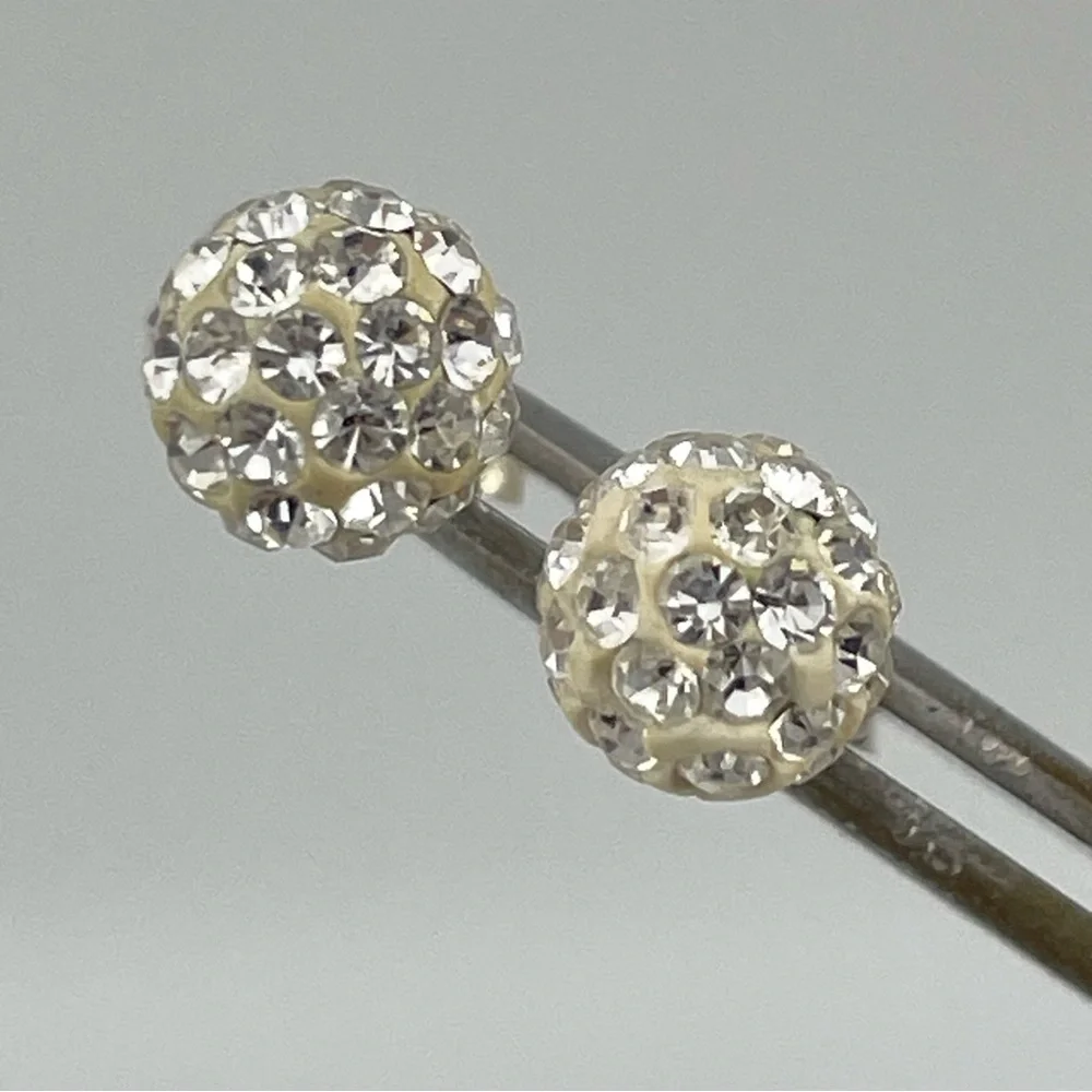 JCM 925 Sterling Silver Clear Disco Ball Earrings 6mm
